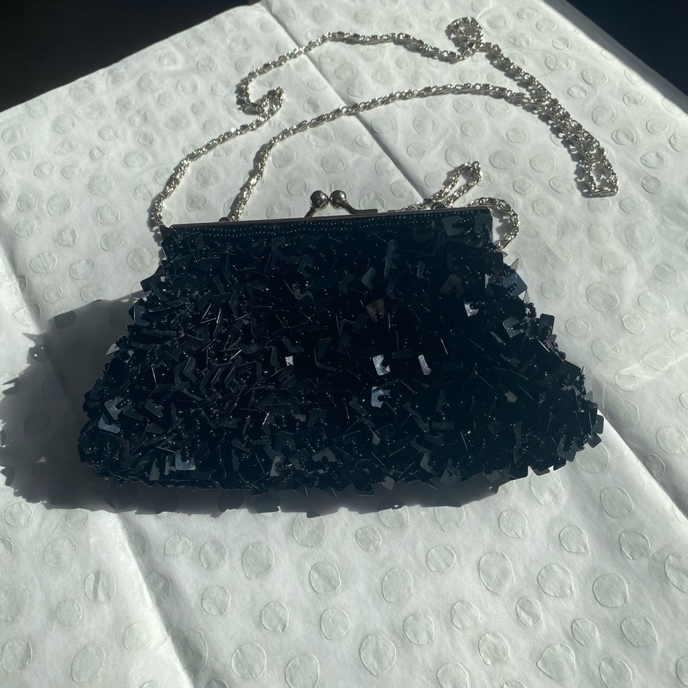 NWOT black sequin mini evening bag